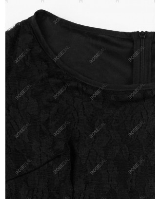 Back Zipper Flare Sleeve Plus Size Lace Dress - 2x