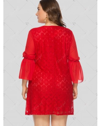 Plus Size Embroidered Lace Mini Dress - 4x