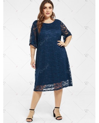 Plus Size Midi Lace Dress - 1x