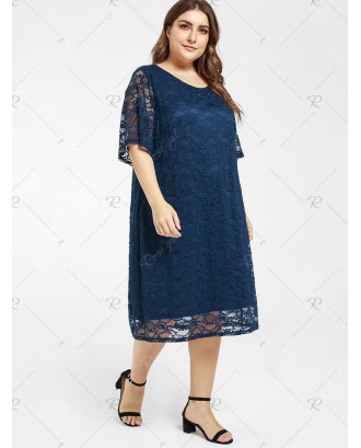 Plus Size Midi Lace Dress - 1x