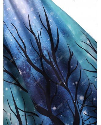 Plus Size Handkerchief 3D Galaxy Tree Print Dress - 5x
