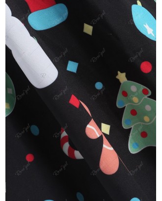 Plus Size Christmas Long Sleeves Printed Dress - 4x