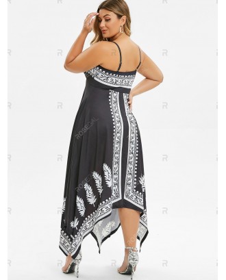 Plus Size Spaghetti Strap Printed Dress - 4x