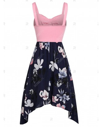 Plus Size Color Block Sweetheart Collar Dress - 2x