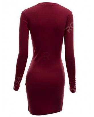 Plus Size Long Sleeve Mini Tight Dress - 2x
