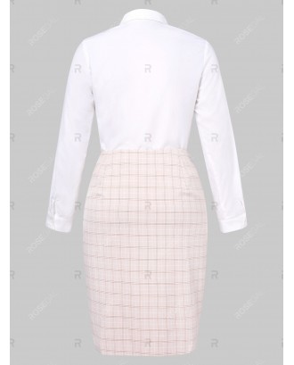 Plus Size Plaid Asymmetrical Two Piece Dress - 3x