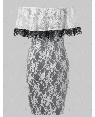 Bare Shoulder Fold Over Lace Dress - 2xl