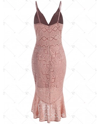 Backless Flounce Lace Dress - Xl