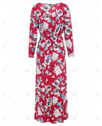 Button Up Slit Floral Dress - M