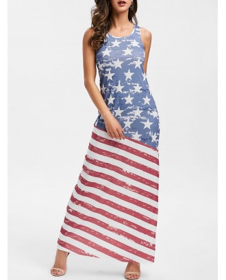 American Flag Print Sleeveless Dress - S