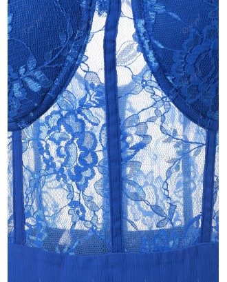 Sheer Lace Panel Cami Strap Chiffon Dress - 2xl
