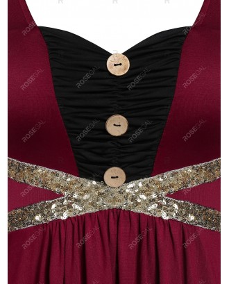 Asymmetrical Sweetheart Neck Sequined Dress - 2xl
