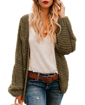 Olive Chunky Wide Long Sleeve Knit Cardigan